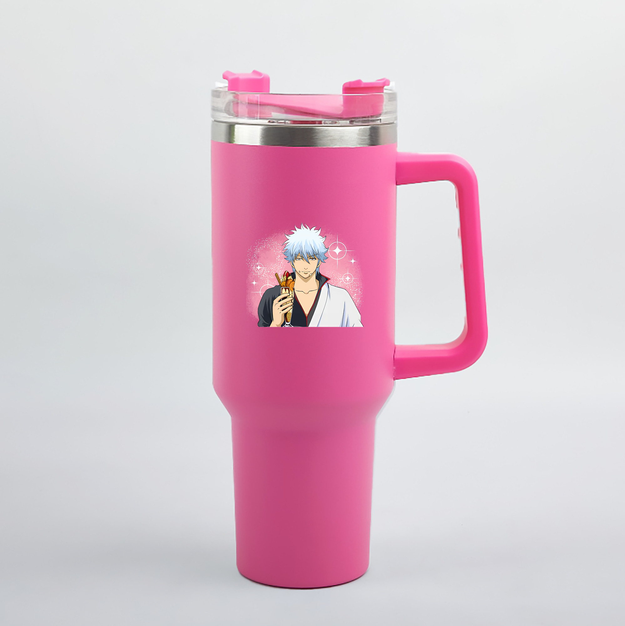 （画像用） ぎんたま 坂田銀時（さかたぎんとき） 神楽 志村新八（しむら しんぱち） GINTAMA Sakata Gintoki Kagura Shimura Shinpachi 1200mL車用タンブラー（カラープリント）